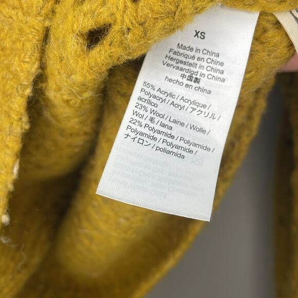 Madewell Women’s Pointelle Mock Neck Pullover Sweater in Yellow Size XS - Picture 7 of 8